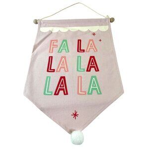 Hanging Wall Banner Christmas Holiday Deck Halls Pink Red Green Canvas Fa La La
